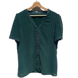Dokotoo Women's V Neck Lace Crochet Tunic Top Flowy Casual Blouse Size L